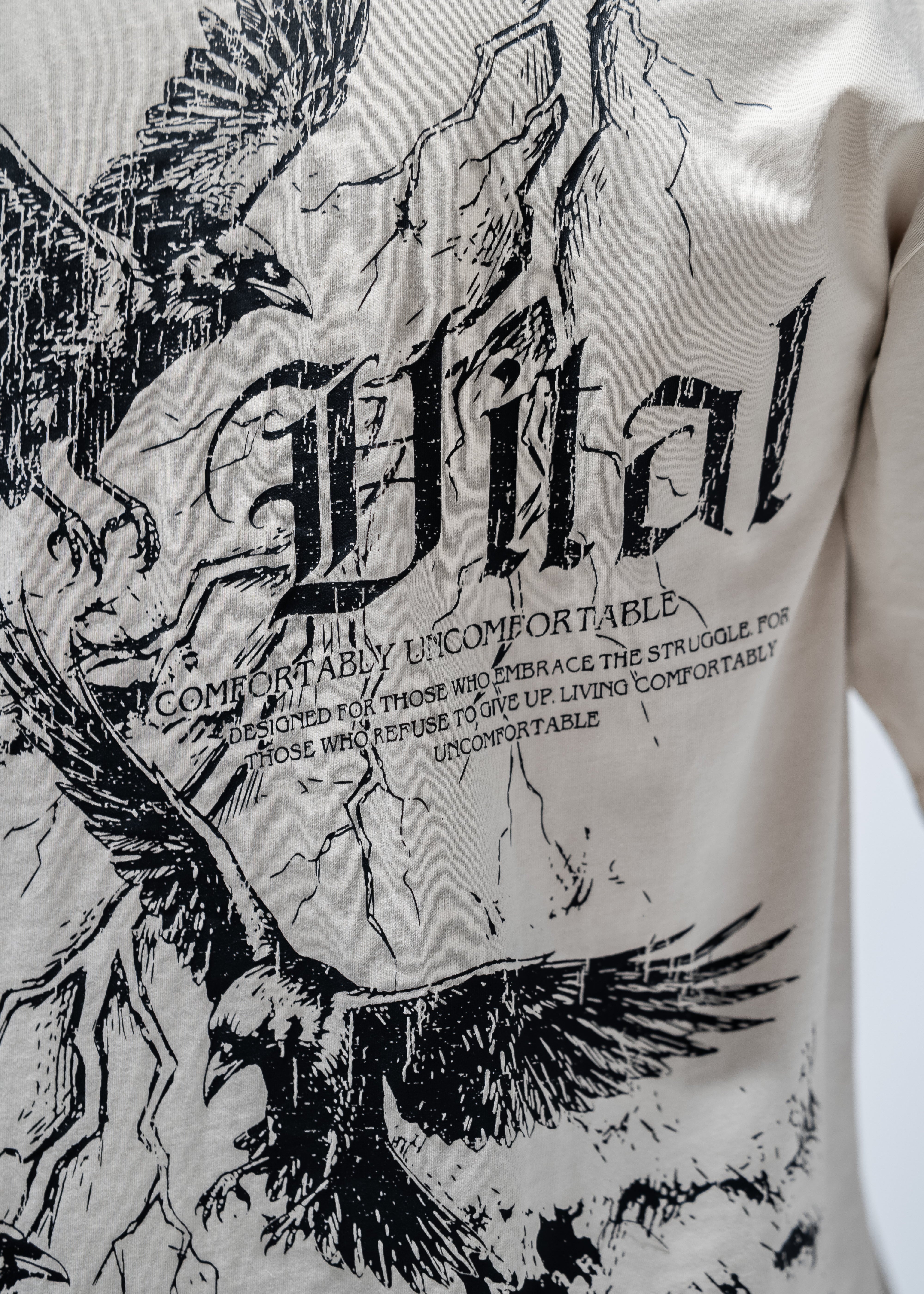 Oversized Pump Cover T-Shirt - Rebel T Cream - VITAL APPAREL