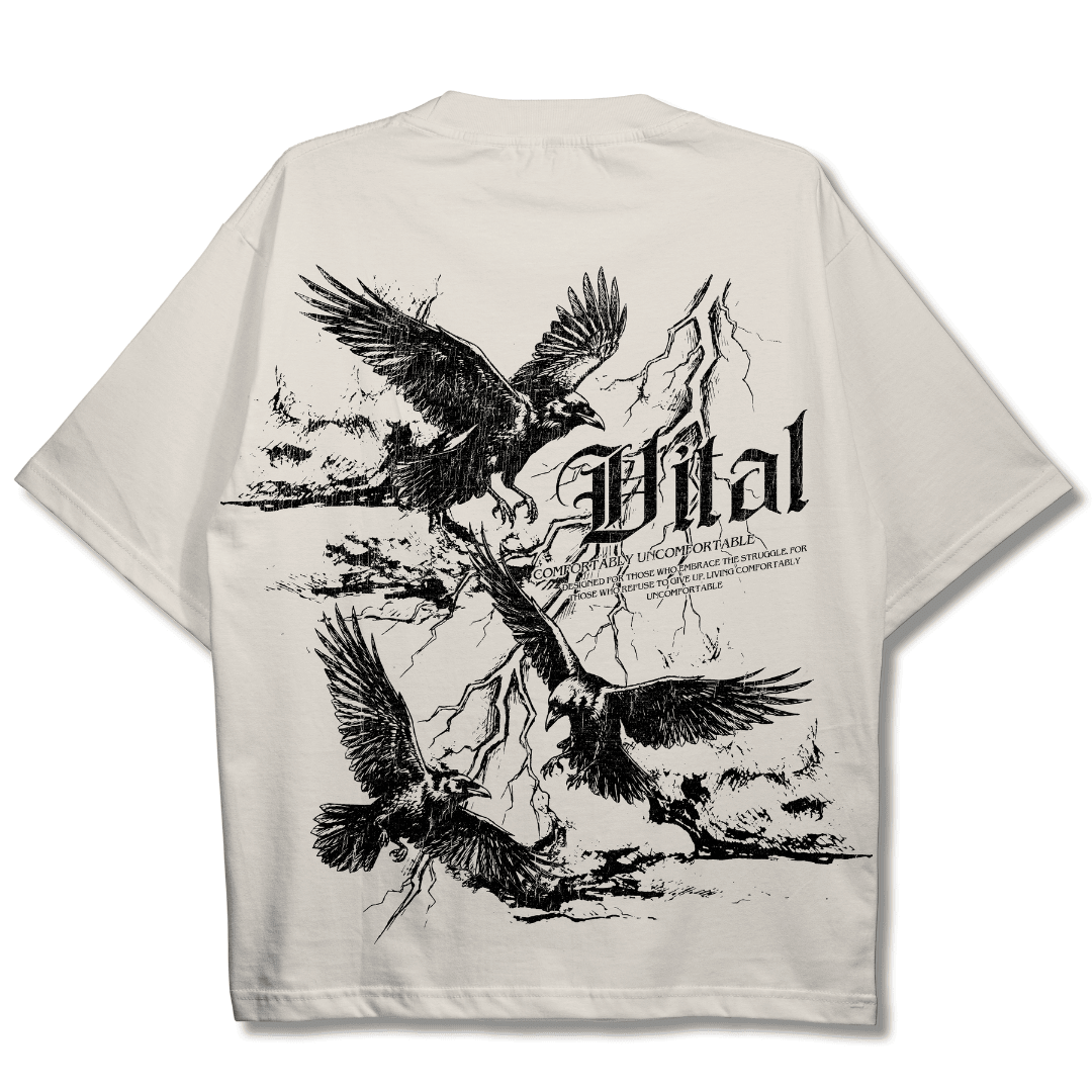Oversized Pump Cover T-Shirt - Rebel T Cream - VITAL APPAREL