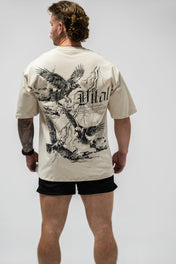 Oversized Pump Cover T-Shirt - Rebel T Cream - VITAL APPAREL