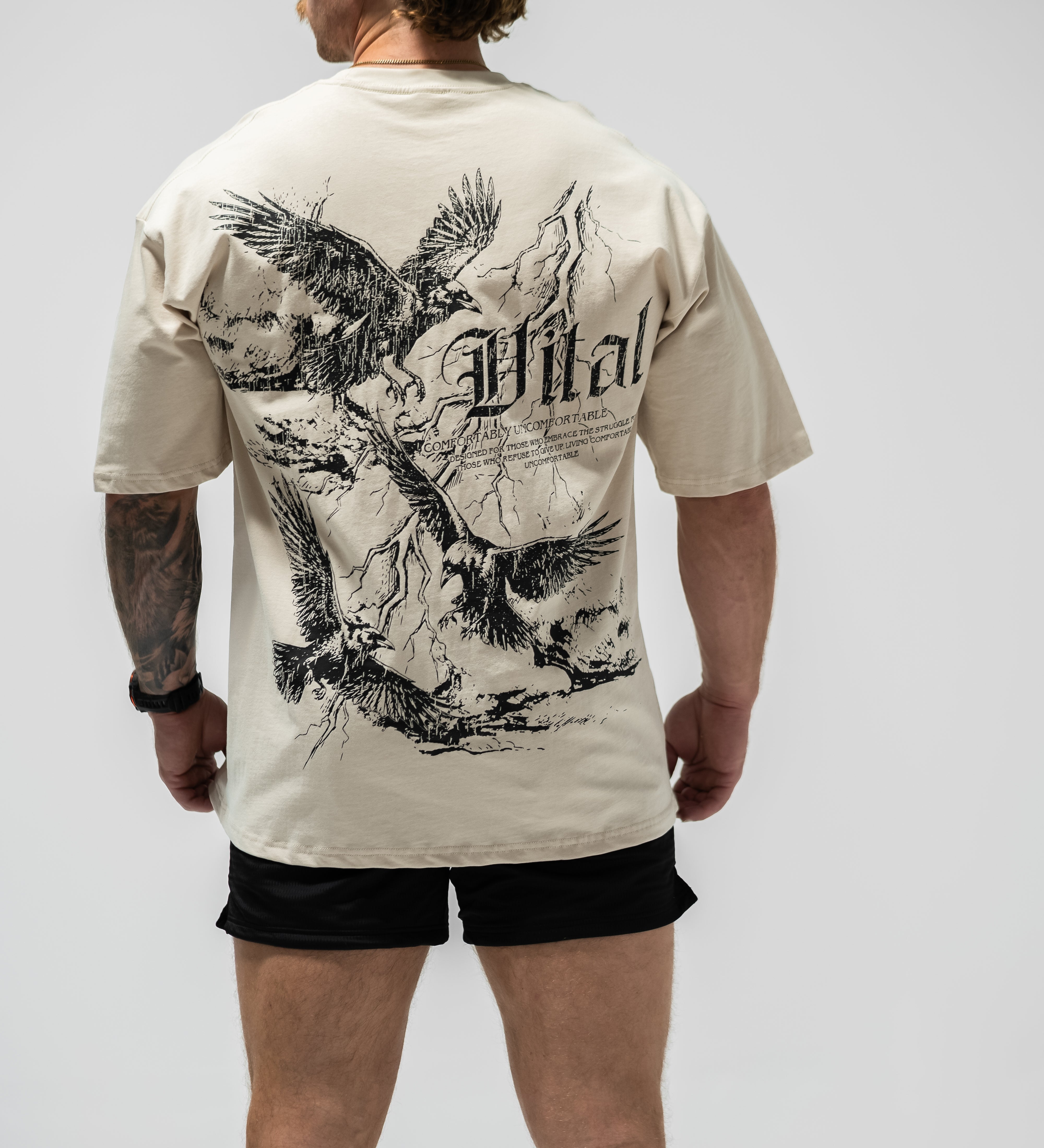 Oversized Pump Cover T-Shirt - Rebel T Cream - VITAL APPAREL