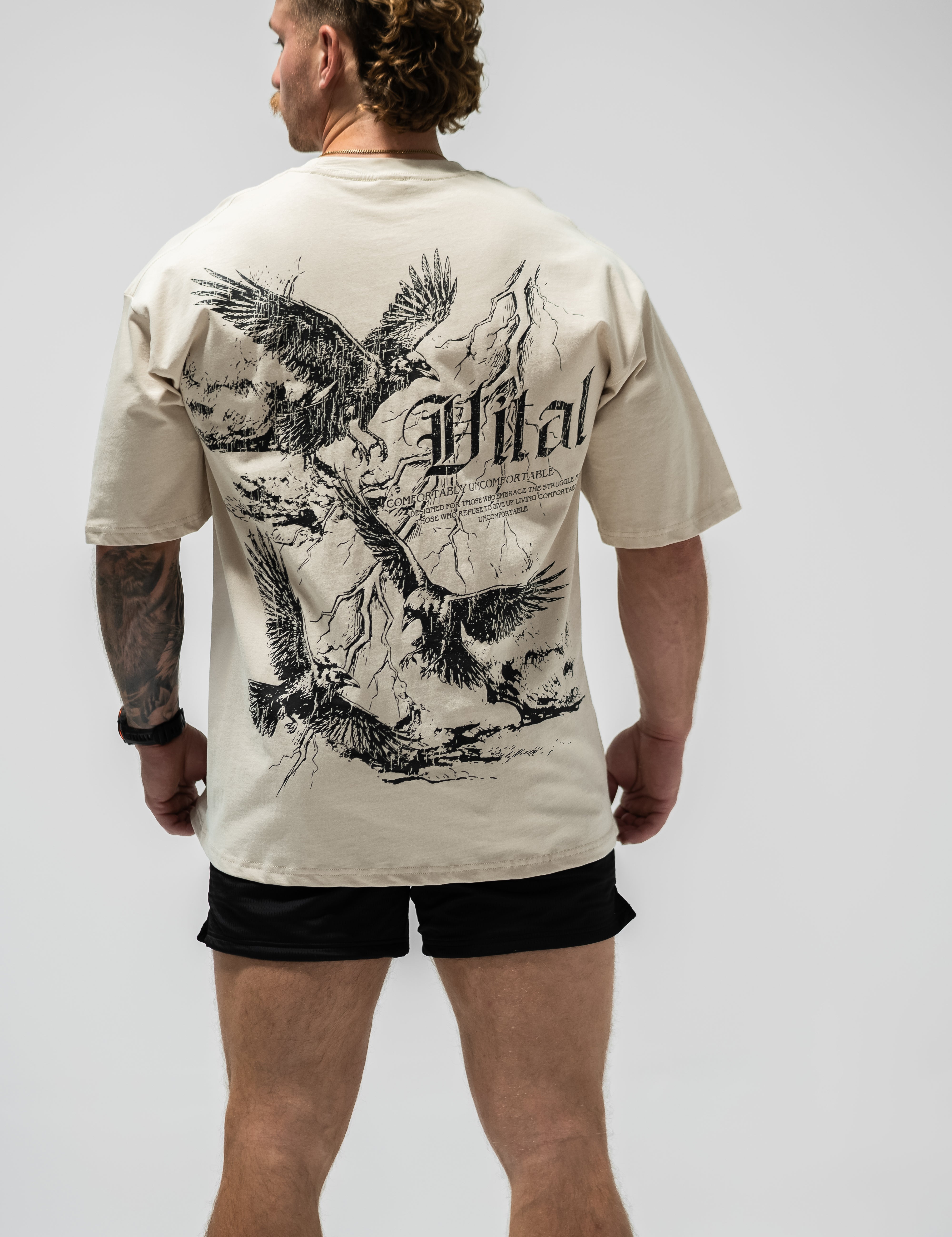 Oversized Pump Cover T-Shirt - Rebel T Cream - VITAL APPAREL
