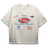 Oversized Pump Cover T-Shirt - Retro Marathon T Cream