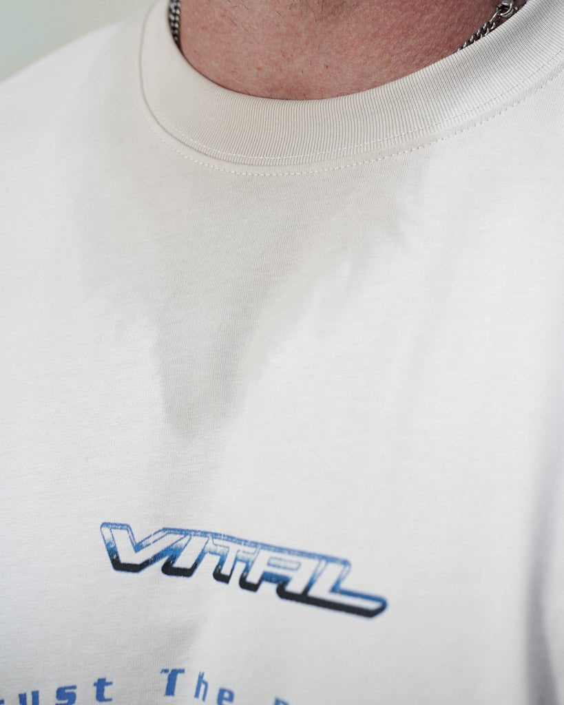 Oversized Pump Cover T-Shirt - Retro Marathon T Cream - VITAL APPAREL
