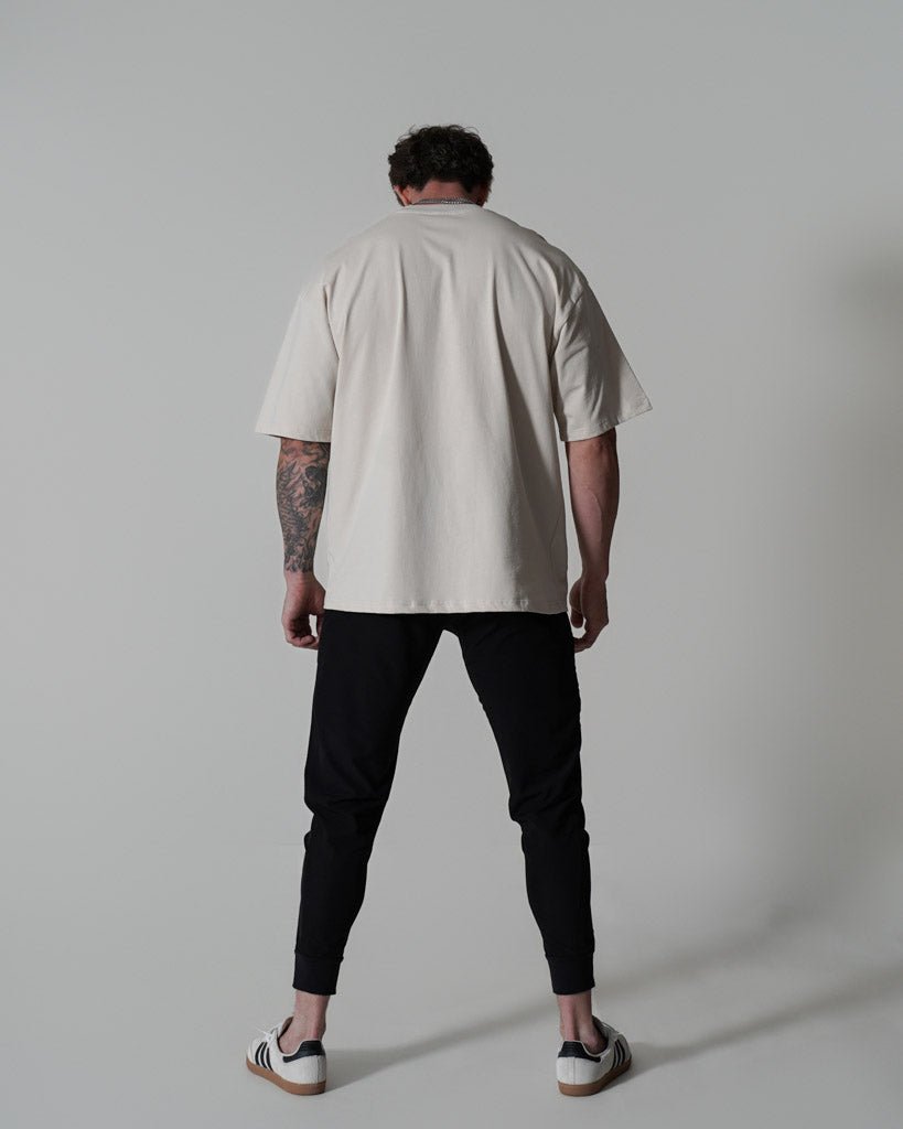 Oversized Pump Cover T-Shirt - Retro Marathon T Cream - VITAL APPAREL