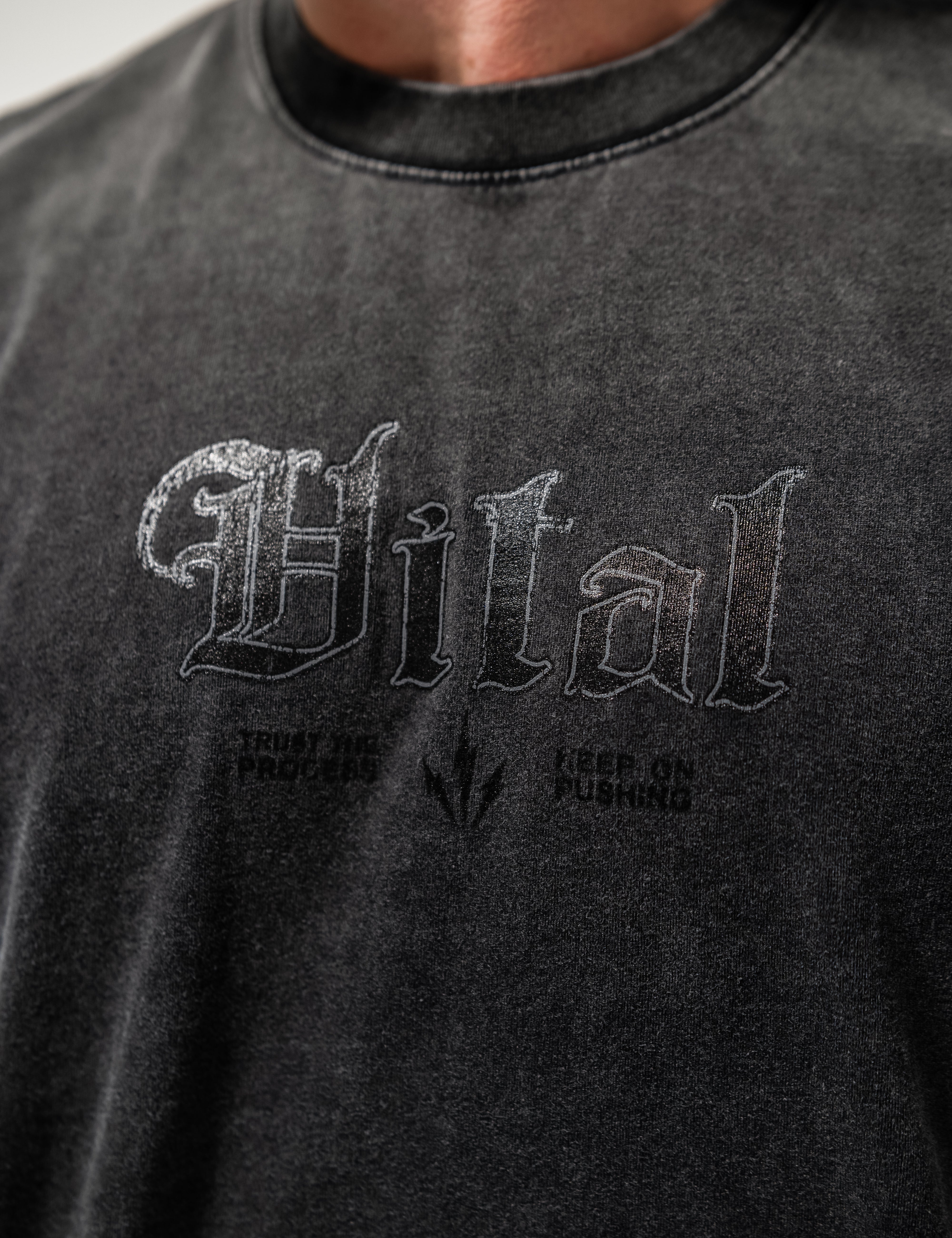 Oversized Pump Cover T-Shirt - Signature T Gray Acid - VITAL APPAREL