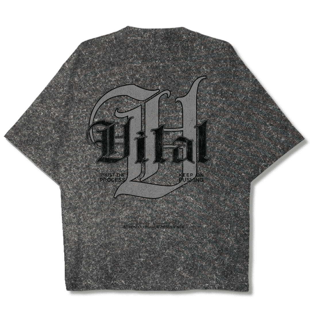 Oversized Pump Cover T-Shirt - Signature T Gray Acid - VITAL APPAREL