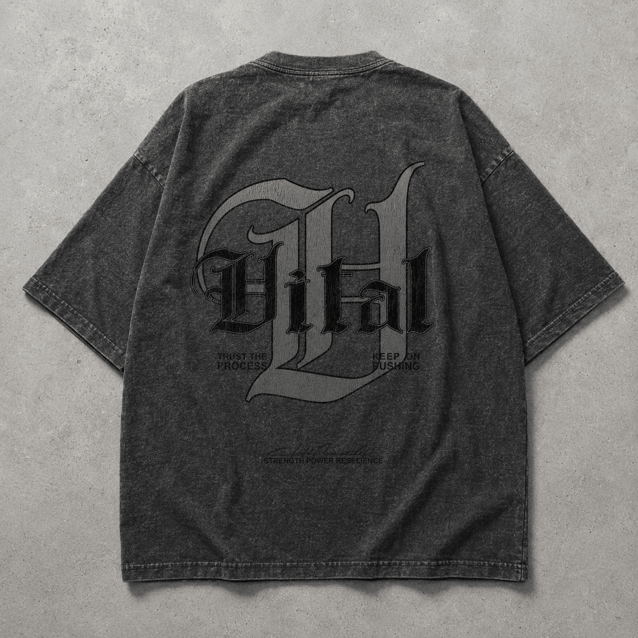 Oversized Pump Cover T-Shirt - Signature T Gray Acid - VITAL APPAREL
