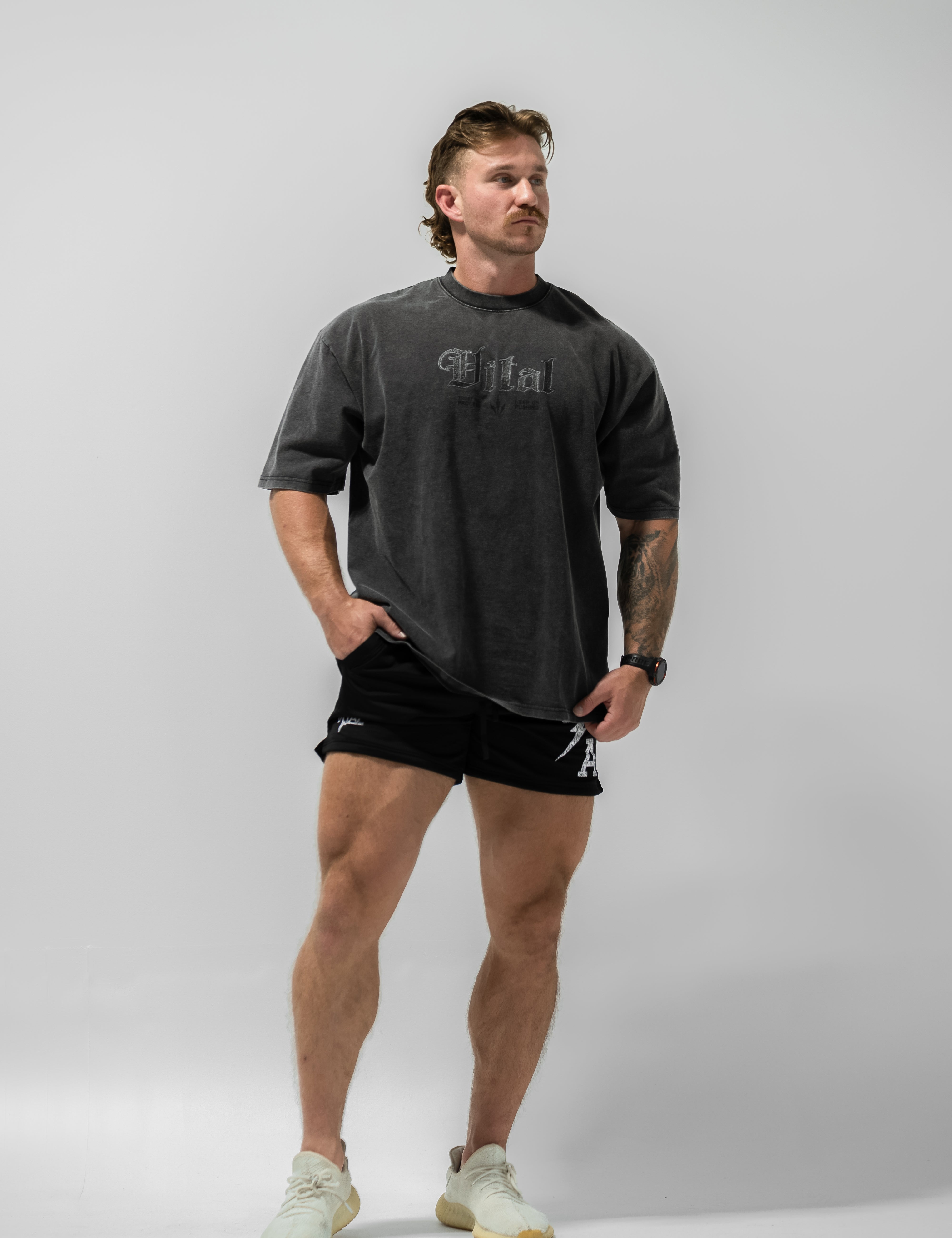 Oversized Pump Cover T-Shirt - Signature T Gray Acid - VITAL APPAREL