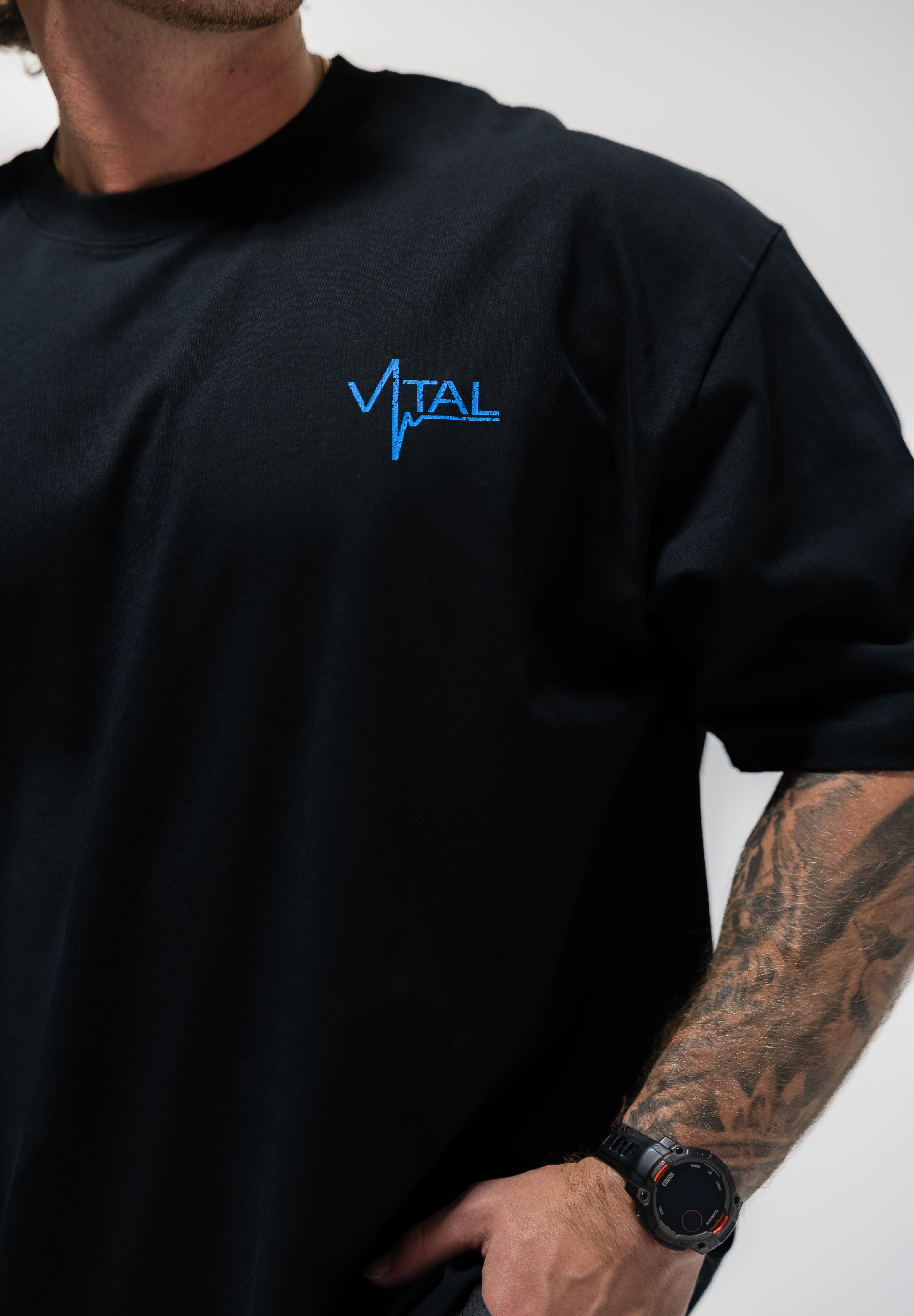 Oversized Pump Cover T-Shirt - TTP Distressed Baby Blue - VITAL APPAREL