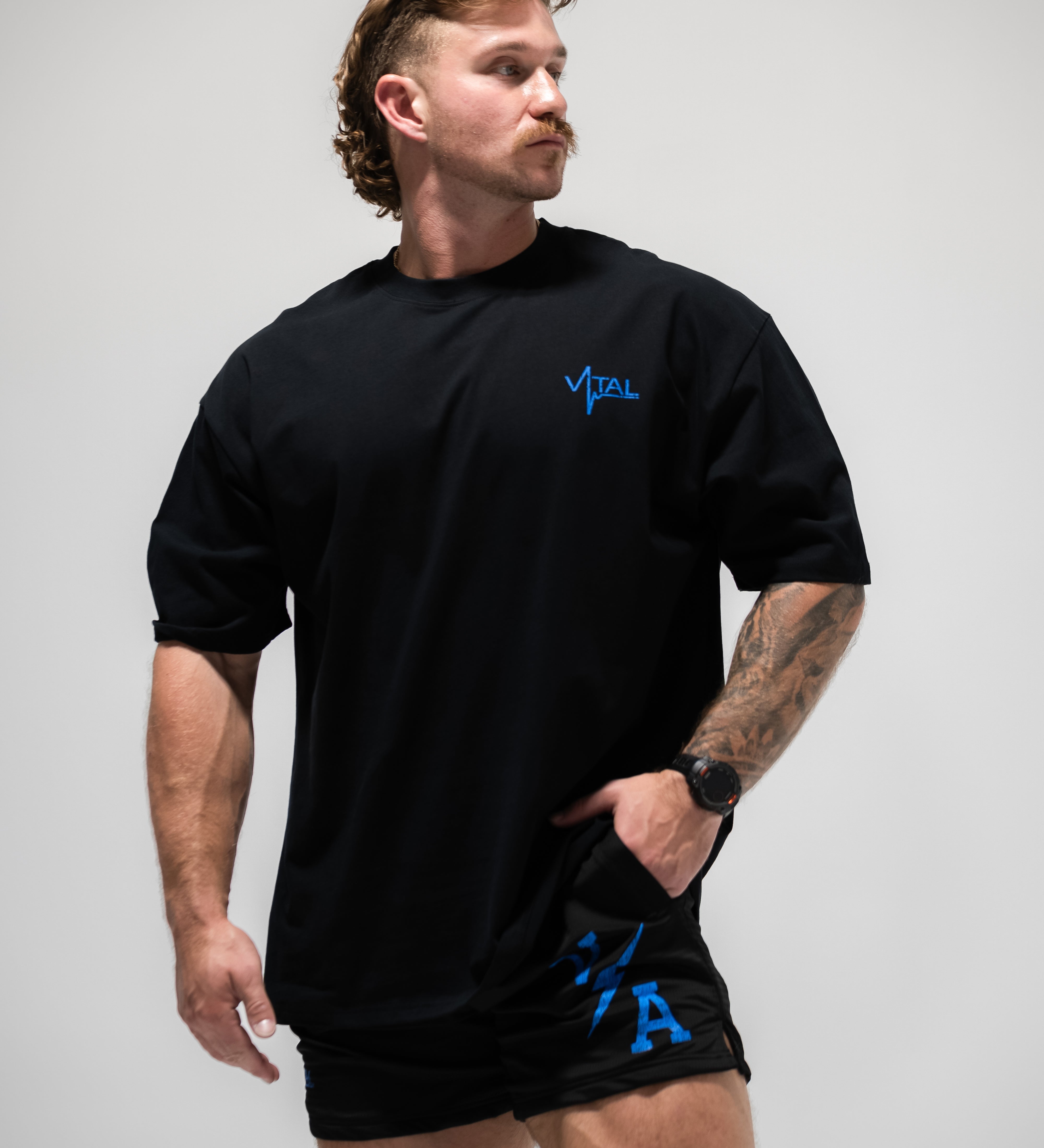 Oversized Pump Cover T-Shirt - TTP Distressed Baby Blue - VITAL APPAREL