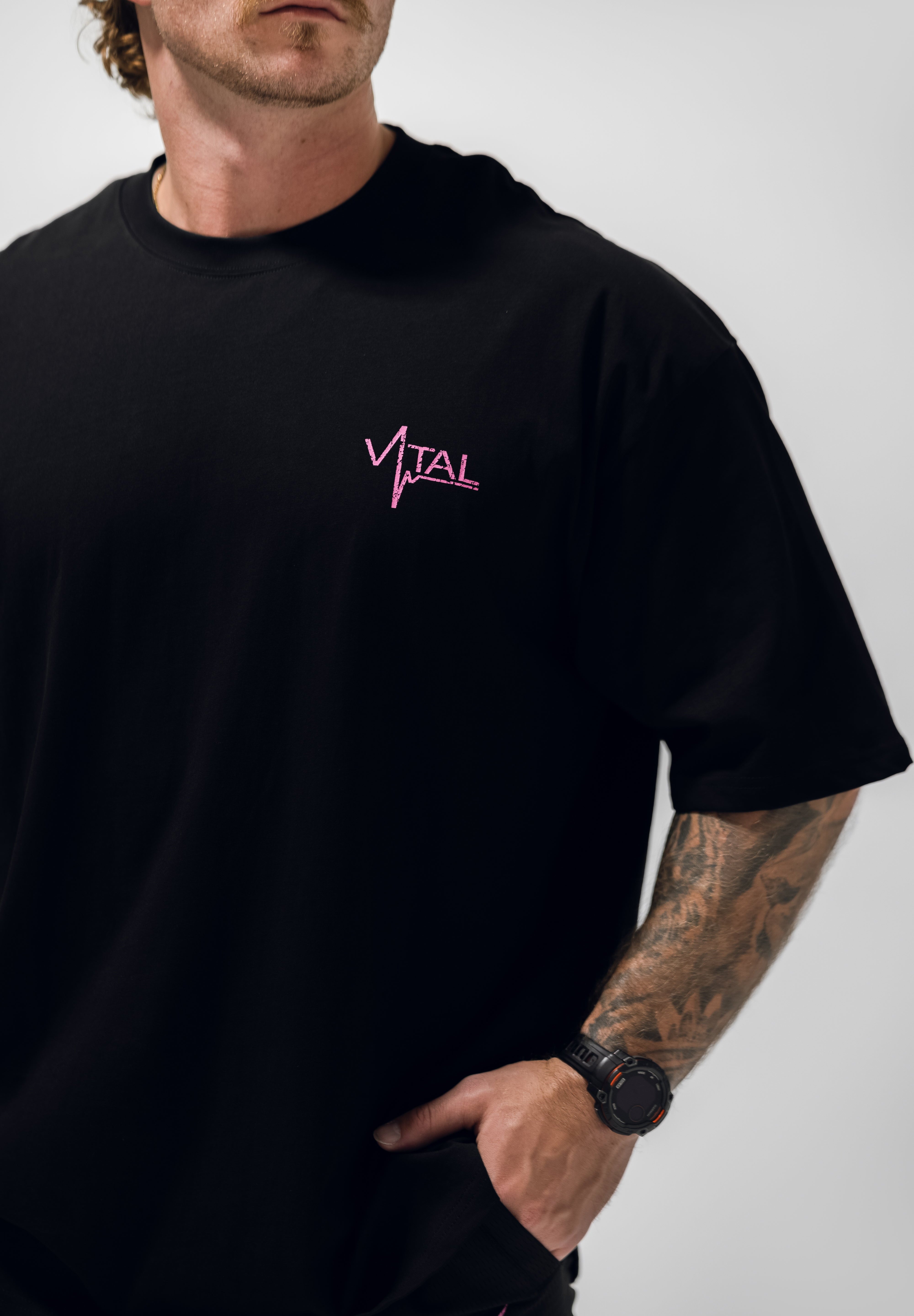 Oversized Pump Cover T-Shirt - TTP Distressed Pink - VITAL APPAREL