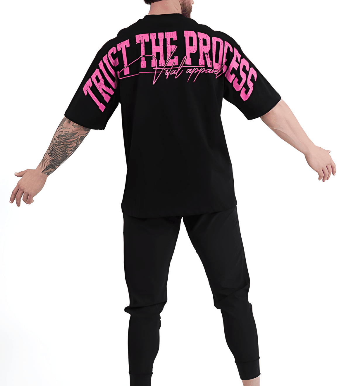 Oversized Pump Cover T-Shirt - VITAL APPAREL Trust the Process Distressed Pink - VITAL APPAREL