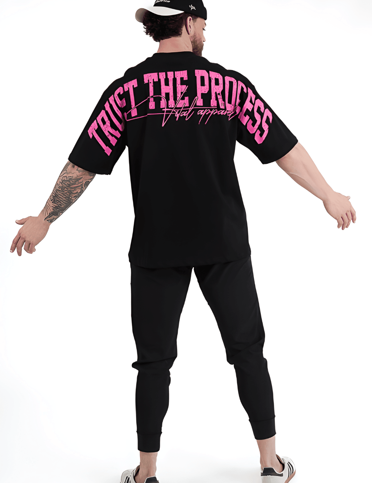 Oversized Pump Cover T-Shirt - VITAL APPAREL Trust the Process Distressed Pink - VITAL APPAREL