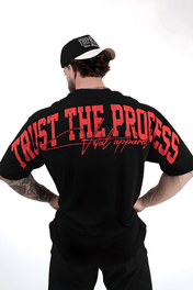 Oversized Pump Cover T-Shirt - VITAL APPAREL Trust the Process Distressed Red - VITAL APPAREL
