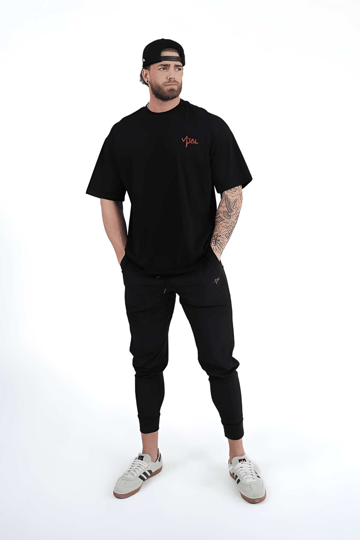 Oversized Pump Cover T-Shirt - VITAL APPAREL Trust the Process Distressed Red - VITAL APPAREL