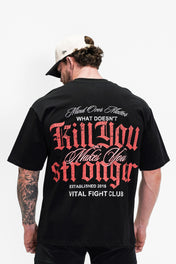 Oversized Pump Cover T-Shirt - What Doesn't Kill You Black/Red - VITAL APPAREL