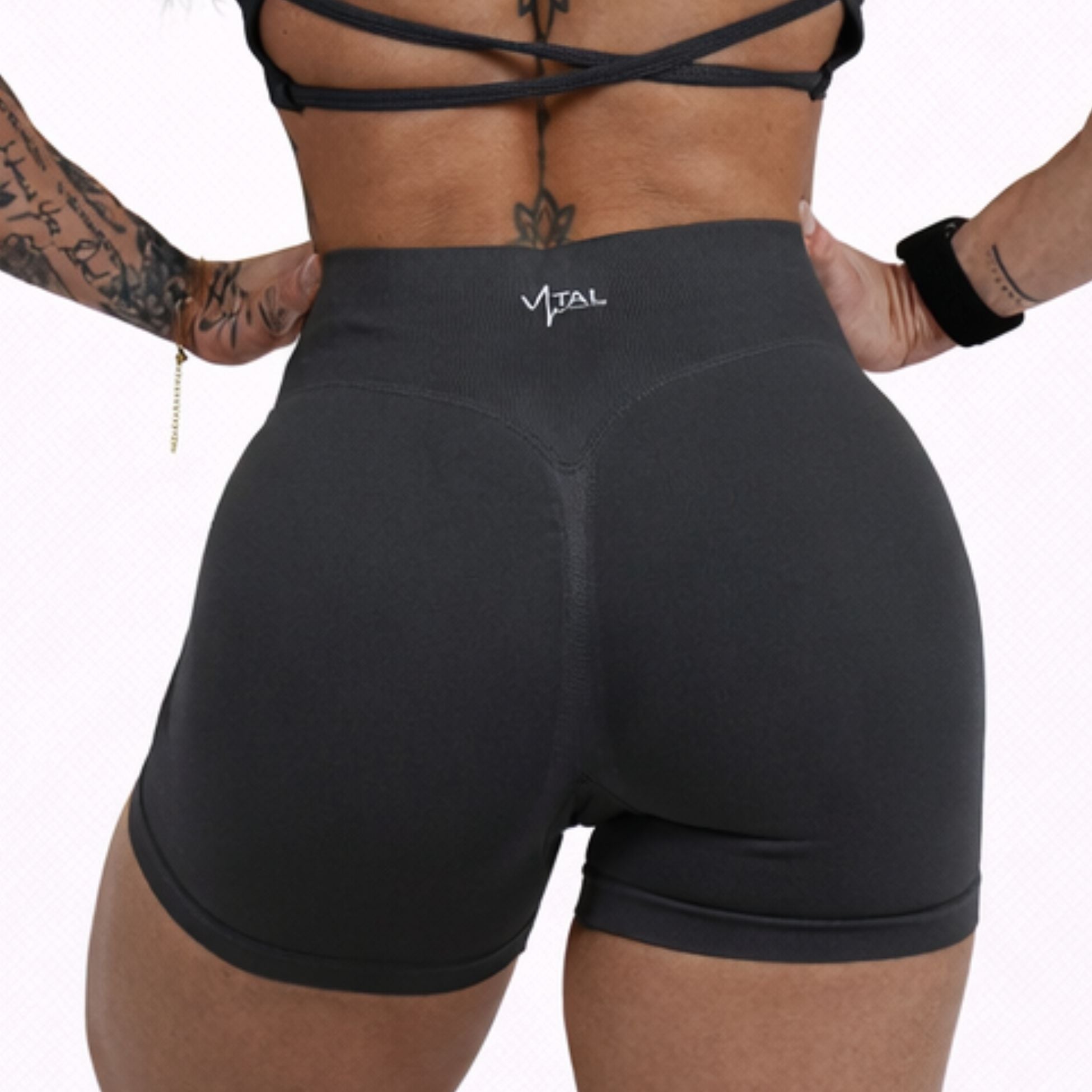 Pinnacle 4" Scrunch Butt Shorts - Dark Gray - VITAL APPAREL