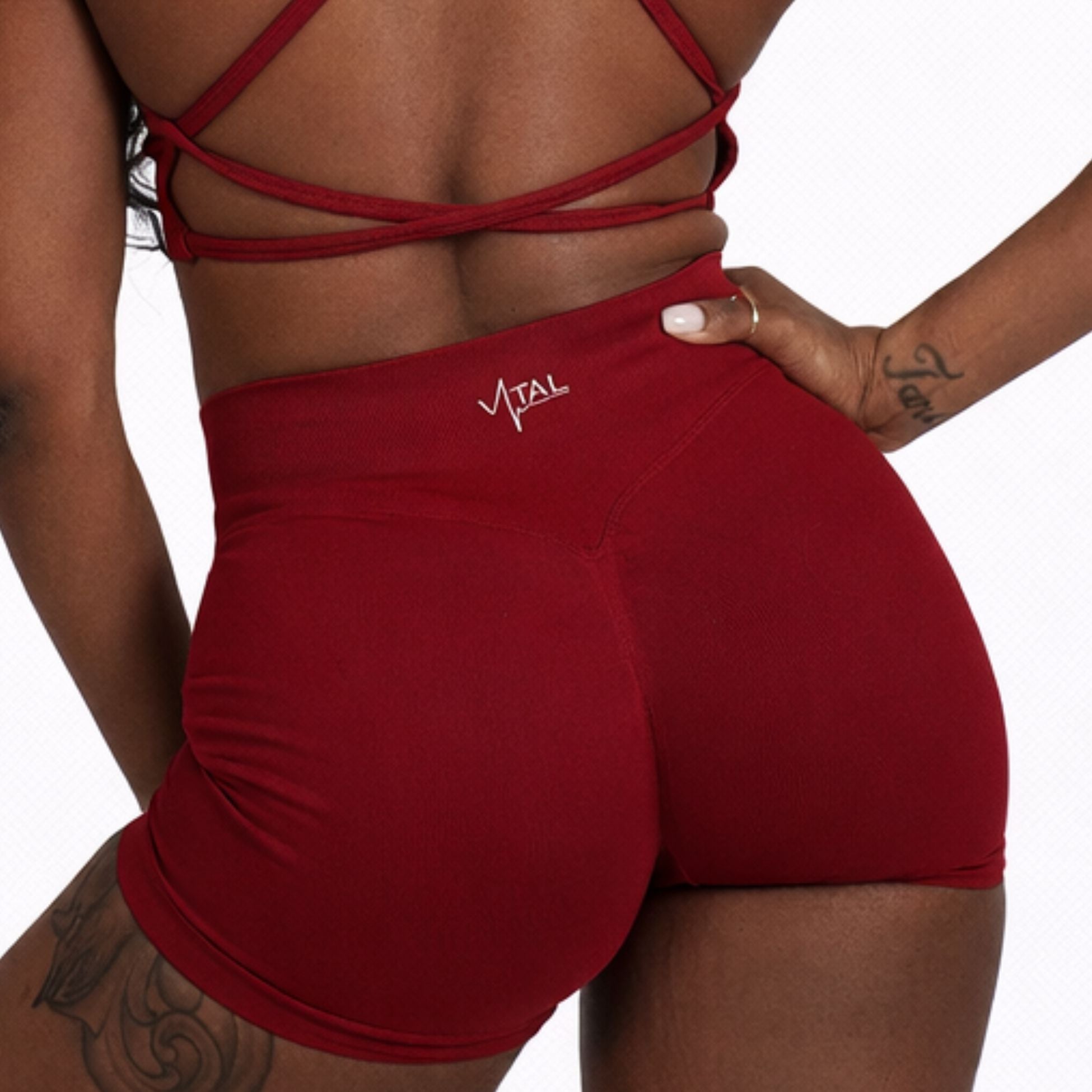 Pinnacle 4" Scrunch Butt Shorts - Scarlet - VITAL APPAREL