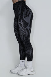 Pinnacle Scrunch Butt Legging - Black Snake Skin - VITAL APPAREL