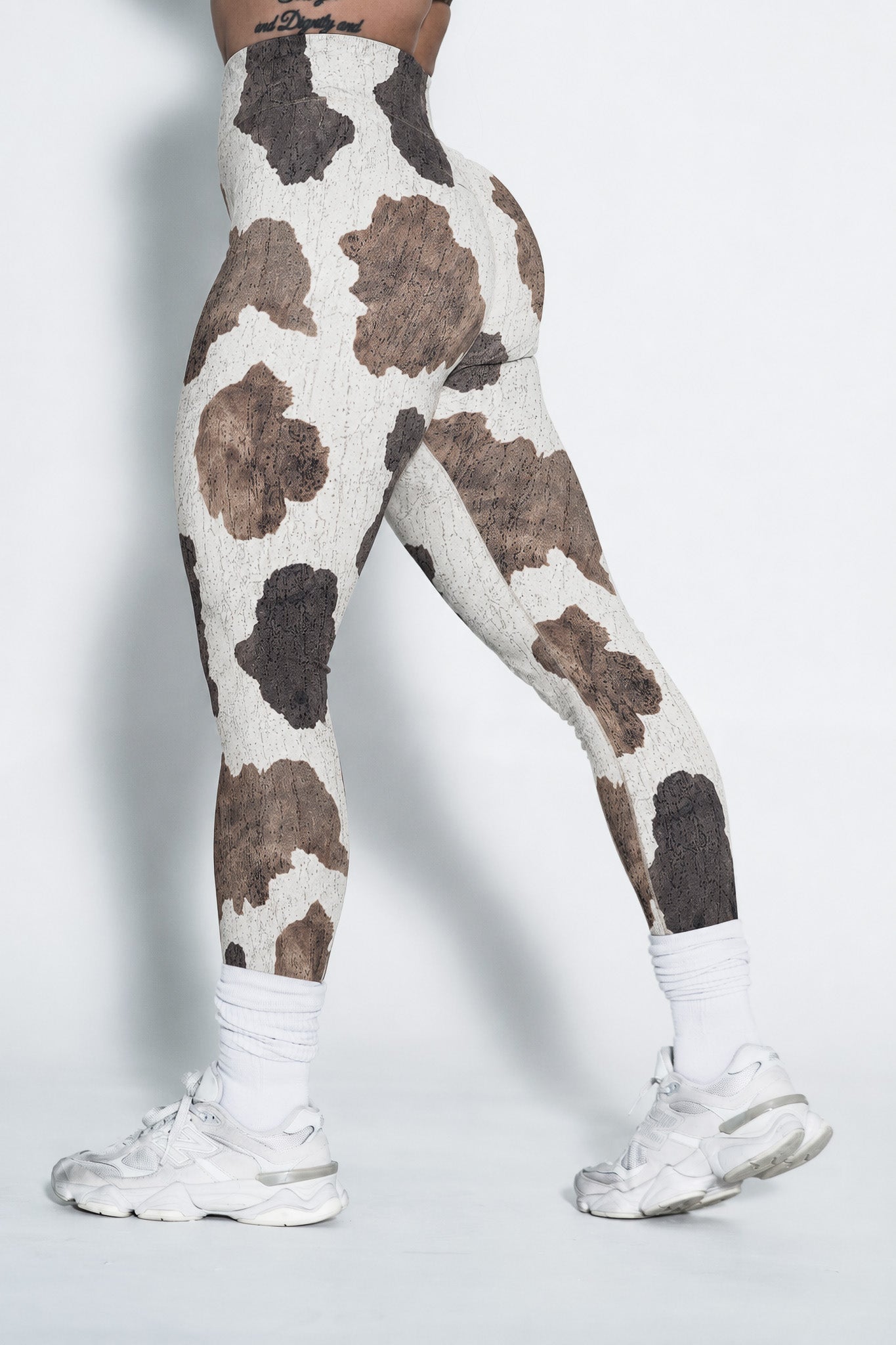 Pinnacle Scrunch Butt Legging - Rustic Cow Print - VITAL APPAREL