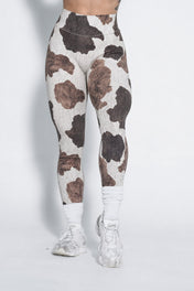 Pinnacle Scrunch Butt Legging - Rustic Cow Print - VITAL APPAREL