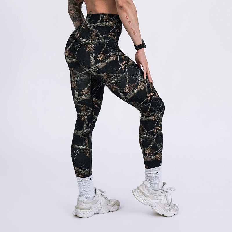 Pinnacle Scrunch Butt Legging - Woodland Camo Black - VITAL APPAREL