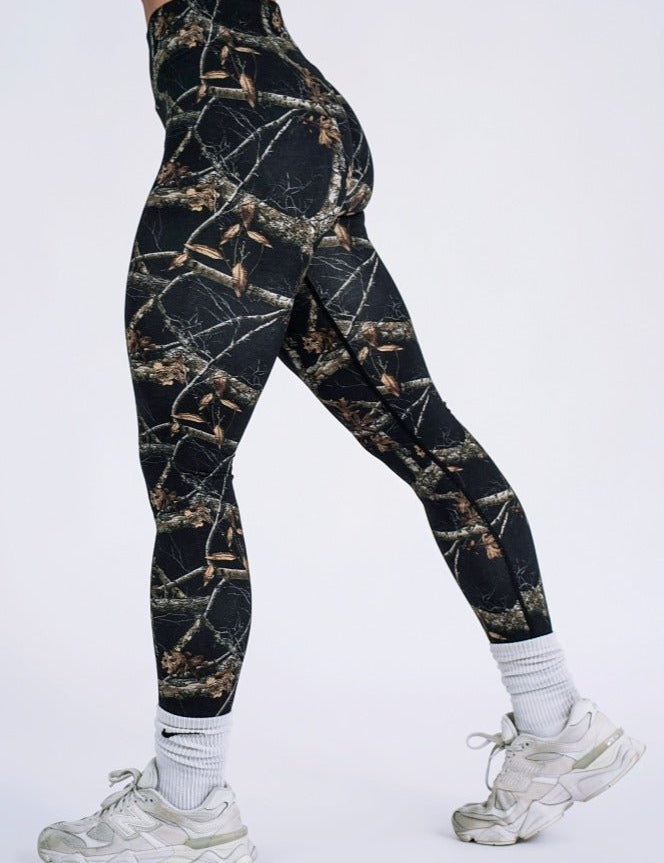 Pinnacle Scrunch Butt Legging - Woodland Camo Black - VITAL APPAREL