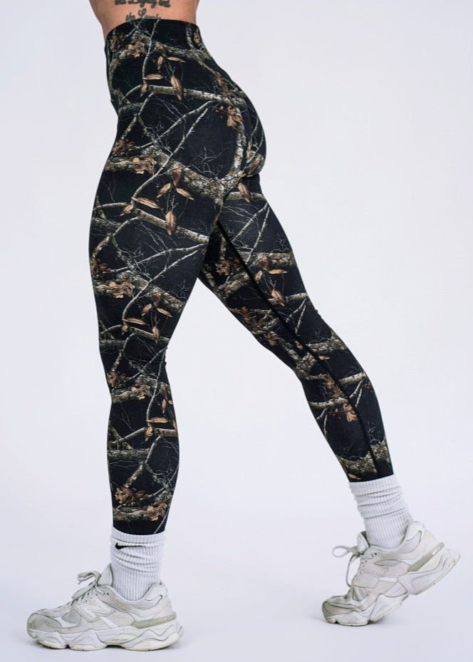 Pinnacle Scrunch Butt Legging - Woodland Camo Black - VITAL APPAREL