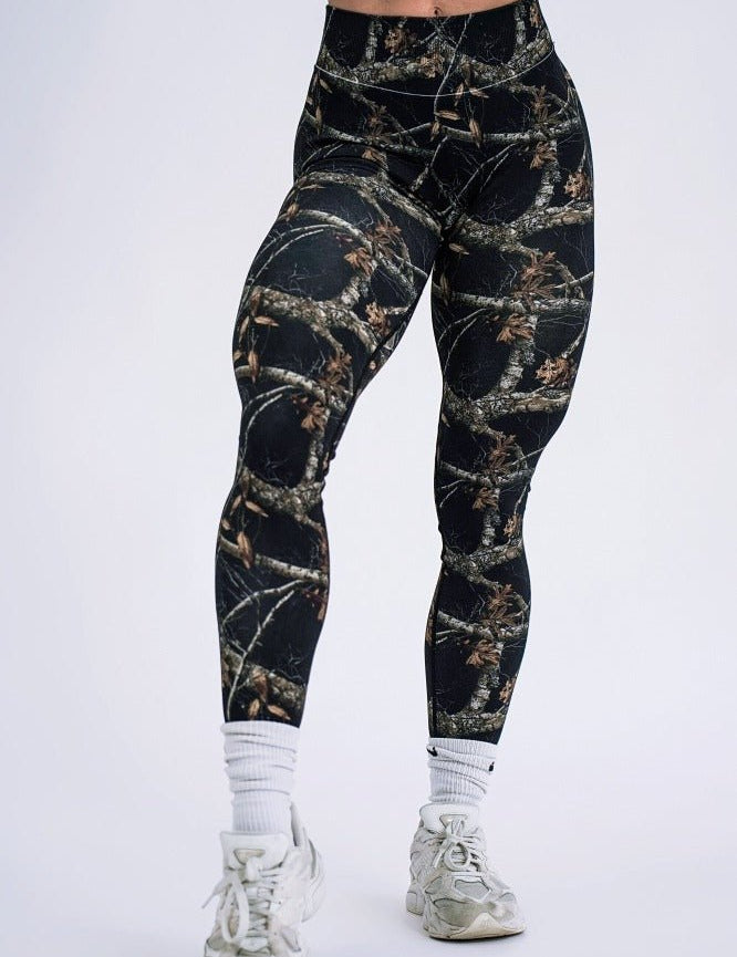 Pinnacle Scrunch Butt Legging - Woodland Camo Black - VITAL APPAREL