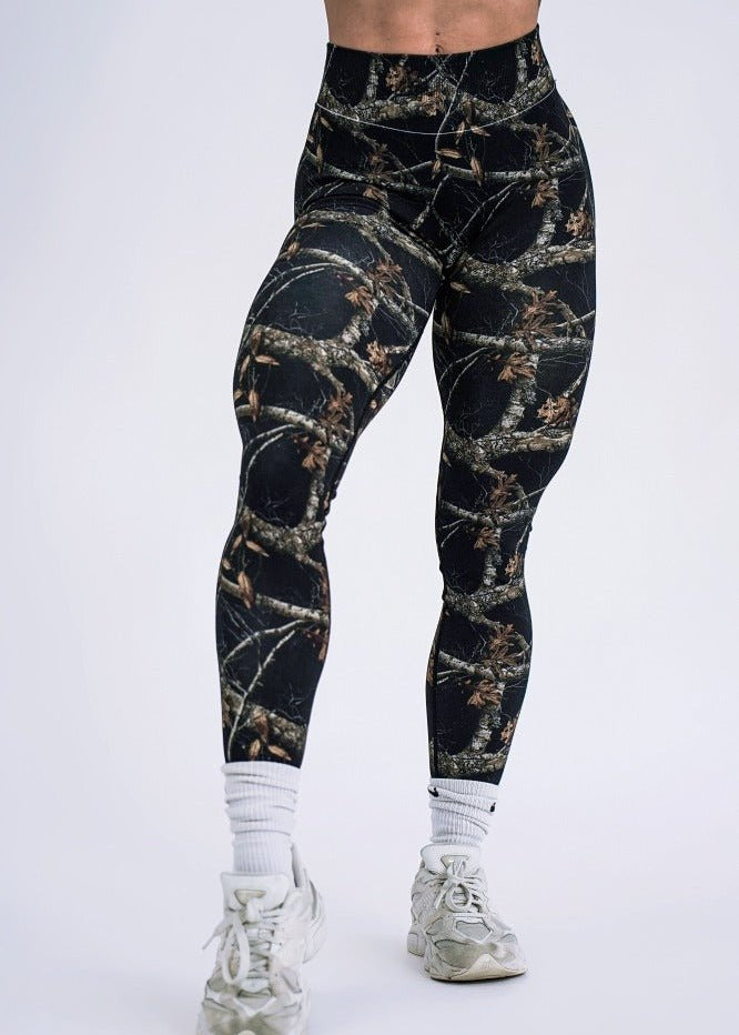Pinnacle Scrunch Butt Legging - Woodland Camo Black - VITAL APPAREL