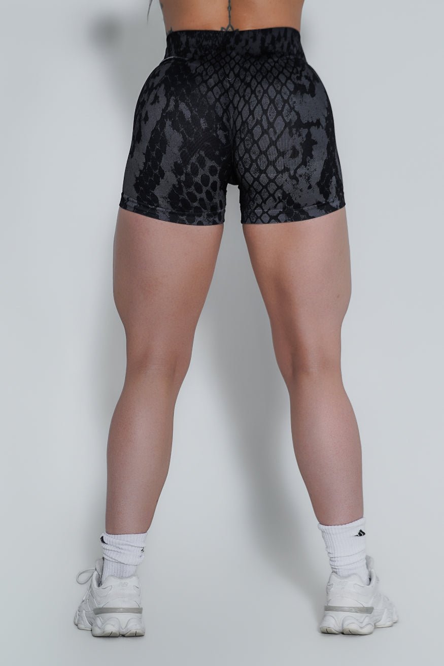 Pinnacle Seamless Scrunch Butt Shorts 4" - Black Snake Skin - VITAL APPAREL