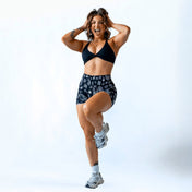 Pinnacle Seamless Scrunch Butt Shorts 4" - Black/White Paisley - VITAL APPAREL