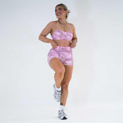 Pinnacle Seamless Scrunch Butt Shorts 4" - Woodland Camo Pink - VITAL APPAREL