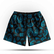 Prevail Mesh Shorts - Unisex Black/Blue Paisley - VITAL APPAREL
