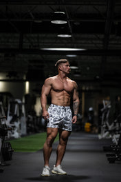 Prevail Mesh Shorts - Unisex White/Black Paisley - VITAL APPAREL