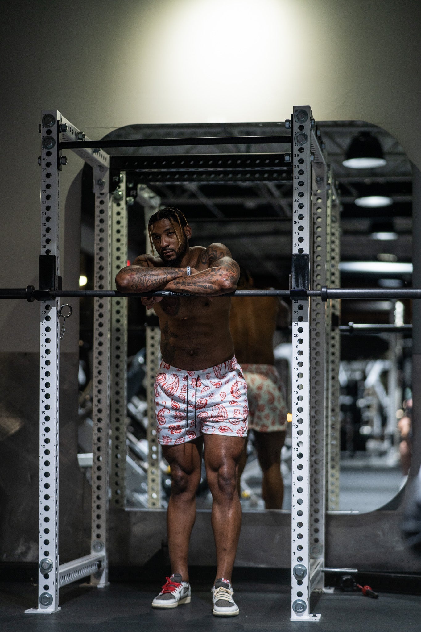 Prevail Mesh Shorts - Unisex White/Red Paisley - VITAL APPAREL