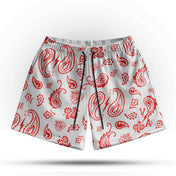 Prevail Mesh Shorts - Unisex White/Red Paisley - VITAL APPAREL