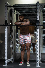 Prevail Mesh Shorts - Unisex White/Red Paisley - VITAL APPAREL