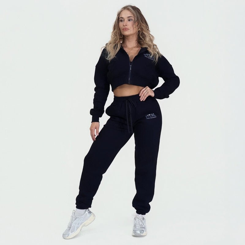 Relentless Crop Zip Hoodie - STS Black - VITAL APPAREL