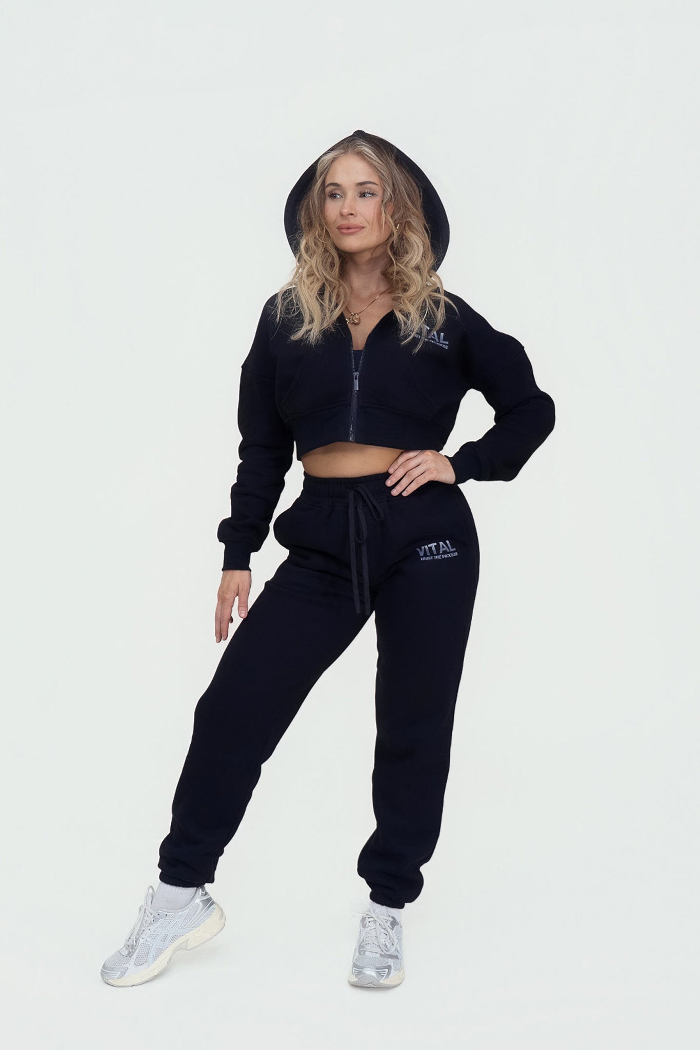 Relentless Crop Zip Hoodie - STS Black - VITAL APPAREL