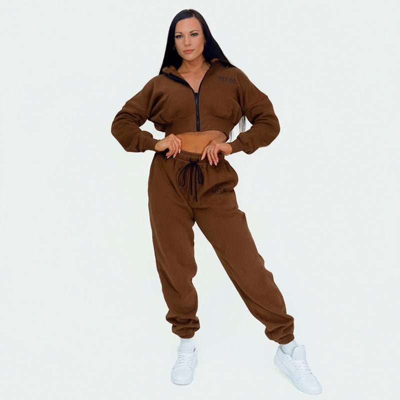 Relentless Crop Zip Hoodie - STS Mocha - VITAL APPAREL