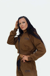 Relentless Crop Zip Hoodie - STS Mocha - VITAL APPAREL
