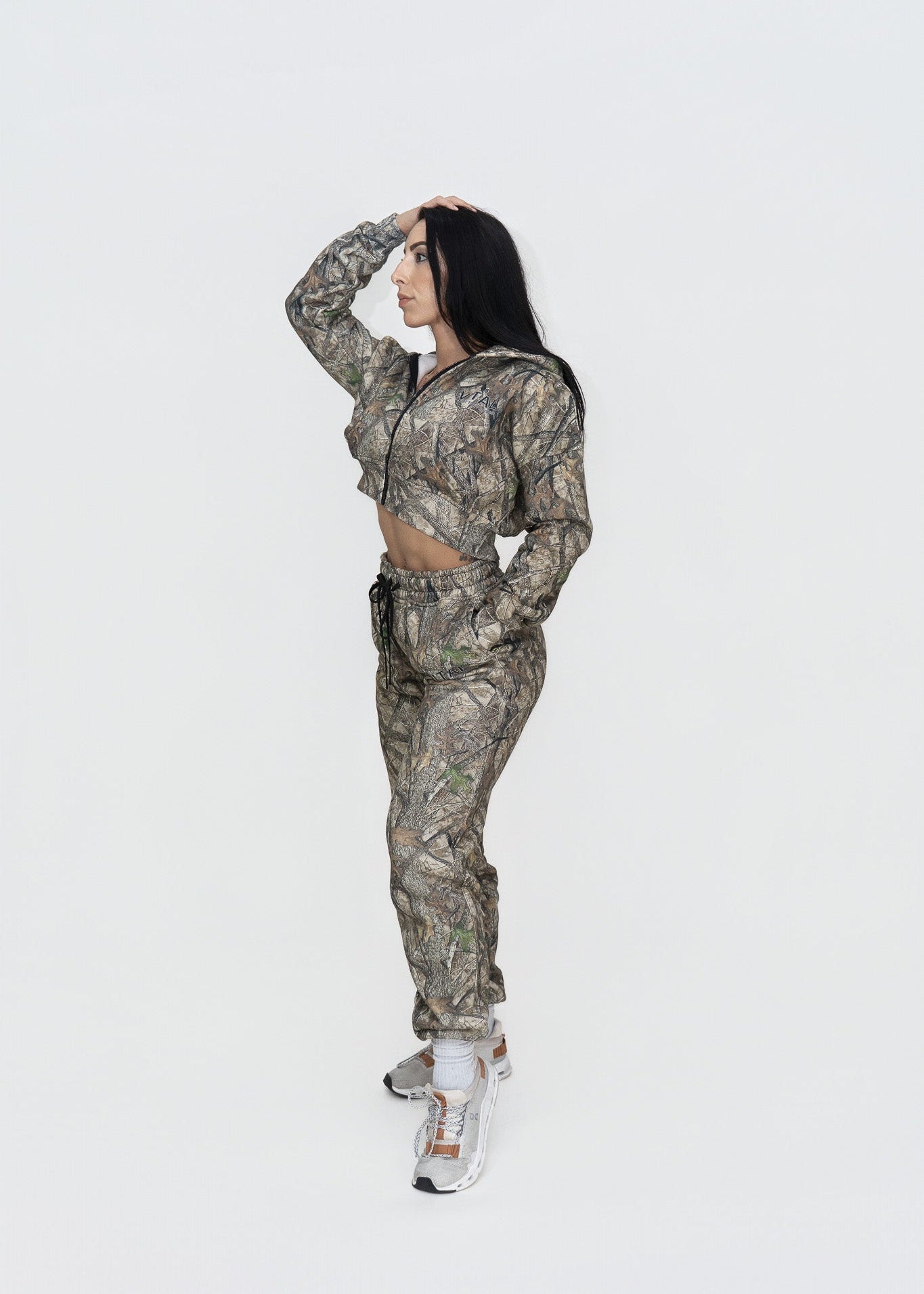 Relentless Crop Zip Hoodie - STS Woodland Camo - VITAL APPAREL