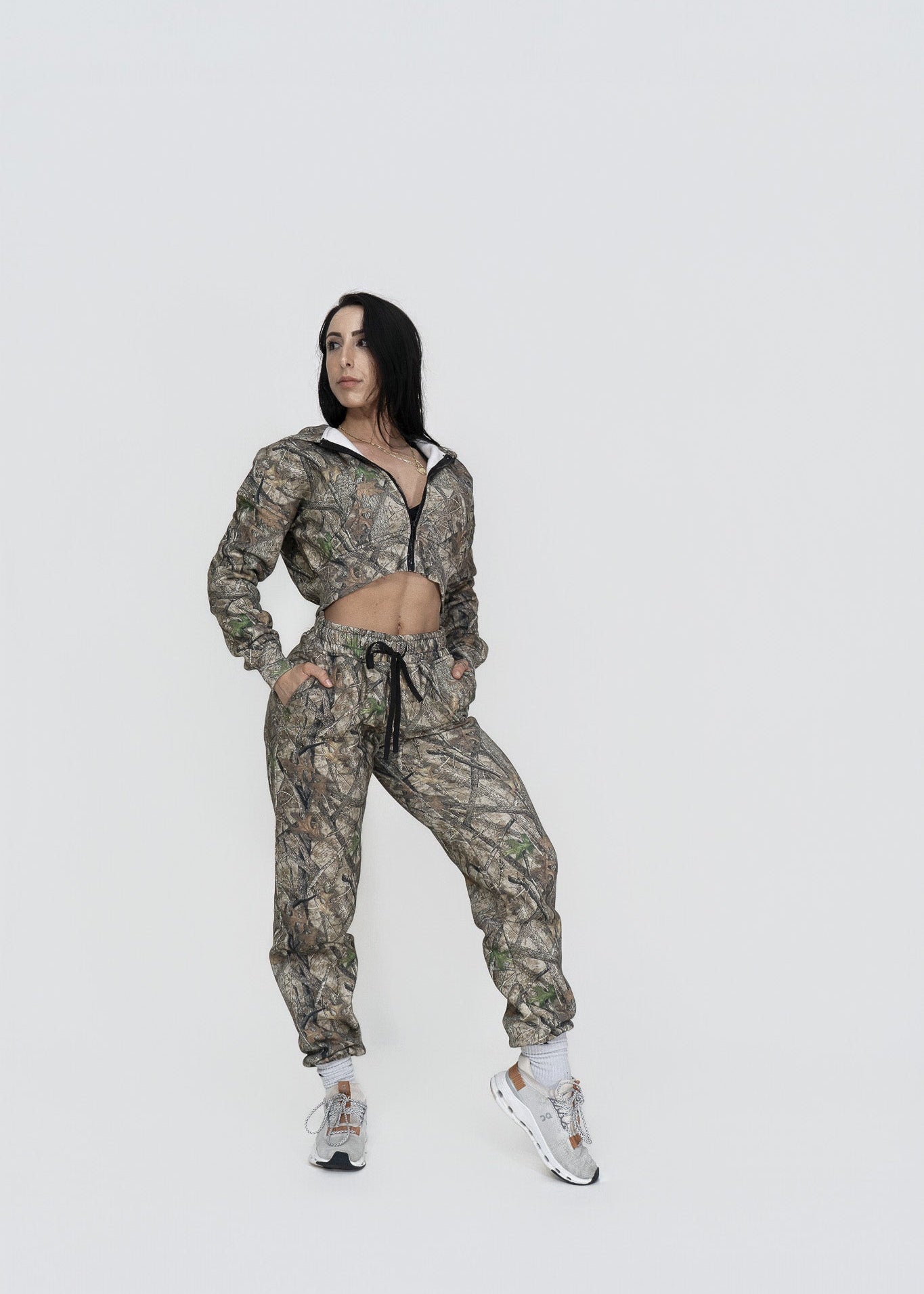 Relentless Crop Zip Hoodie - STS Woodland Camo - VITAL APPAREL