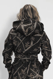 Relentless Crop Zip Hoodie - VA Script Black Camo - VITAL APPAREL