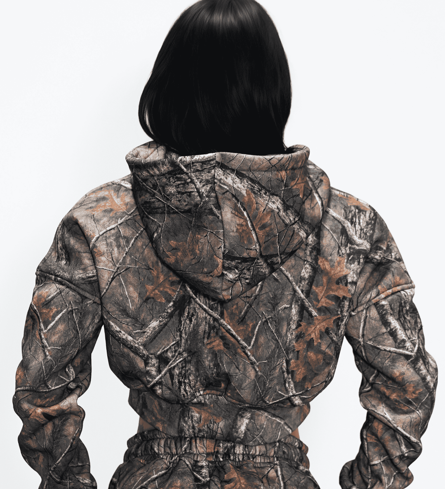 Relentless Crop Zip Hoodie - VA Script Forest Camo - VITAL APPAREL