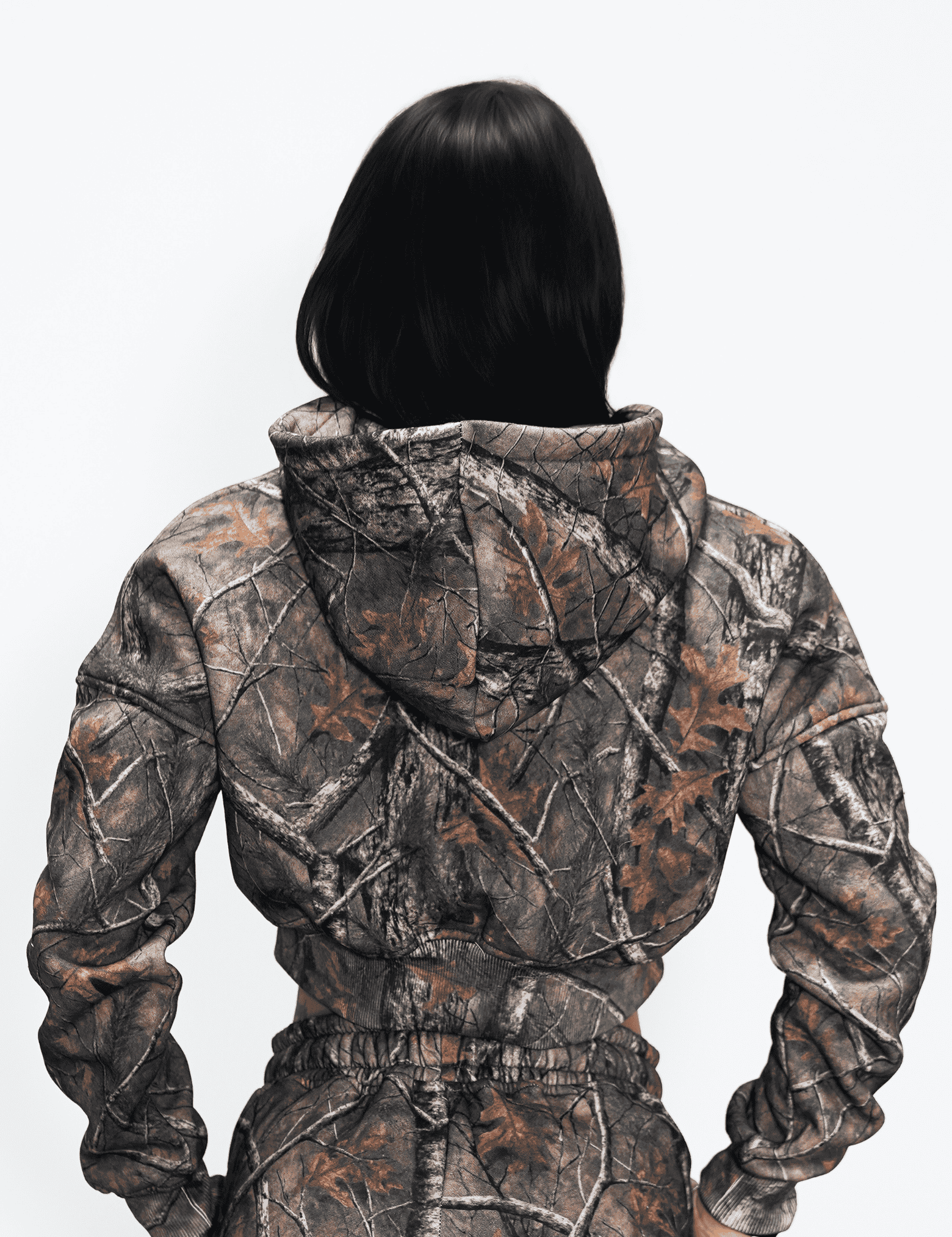 Relentless Crop Zip Hoodie - VA Script Forest Camo - VITAL APPAREL