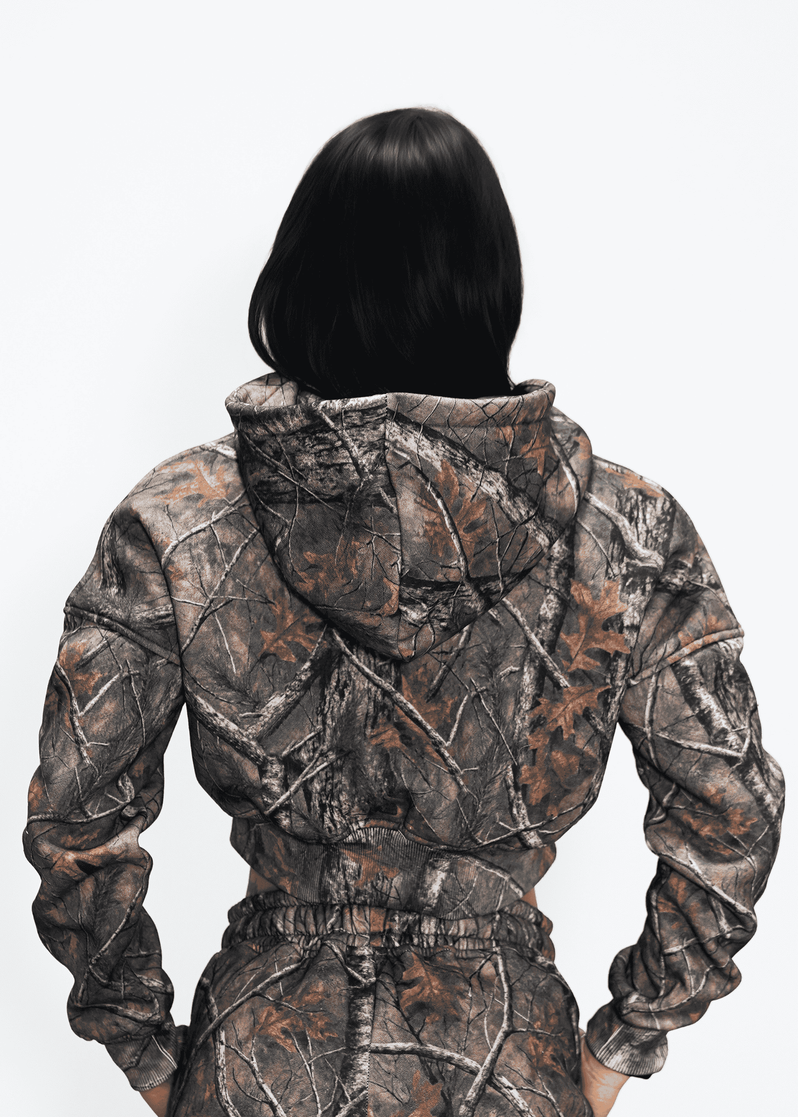 Relentless Crop Zip Hoodie - VA Script Forest Camo - VITAL APPAREL