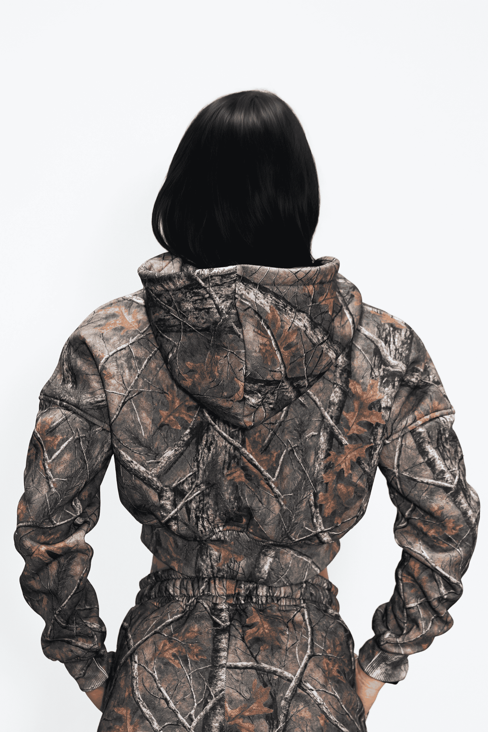 Relentless Crop Zip Hoodie - VA Script Forest Camo - VITAL APPAREL