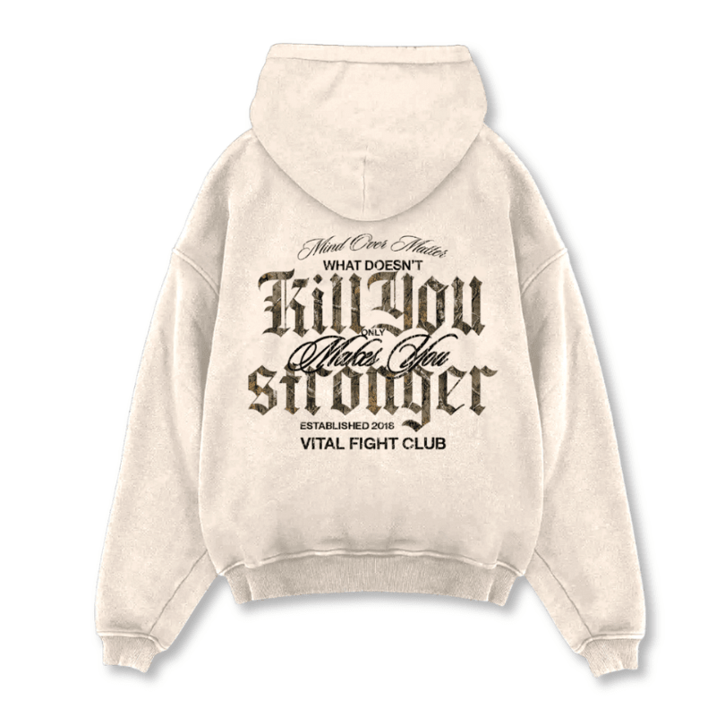 Relentless Oversized Heavyweight Hoodie - What Doesn't Kill You Cream/Camo - VITAL APPAREL